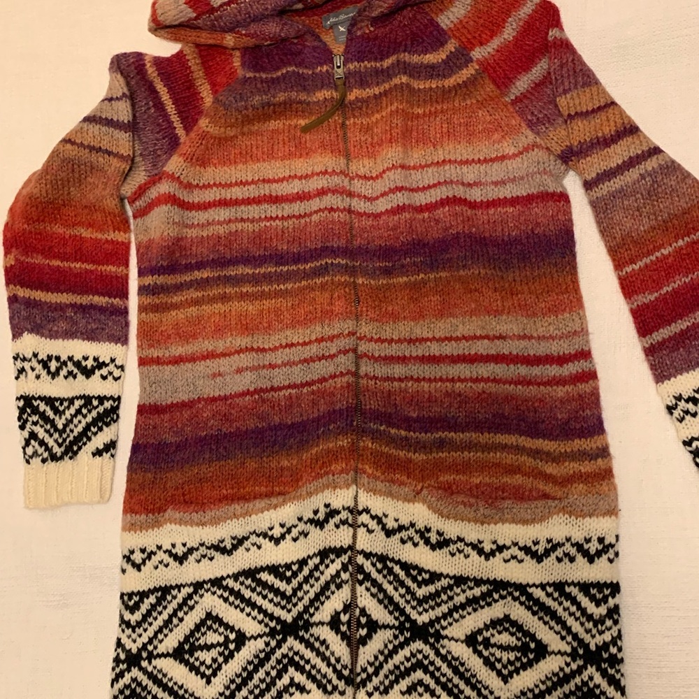 Multicolor Striped Hooded Cardigan